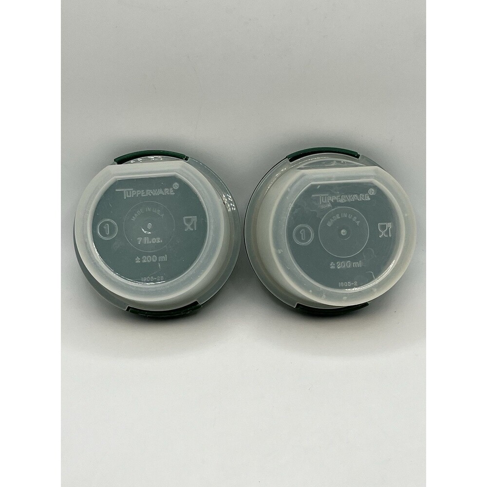 2 Tupperware Modular Mates 7 oz Containers 1605 with Green Lids USA Used Bundle - Picture 5 of 5